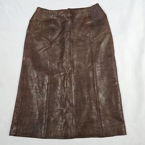Vintage Pe Pe Brown Leather Skirts Western Look Size S 24" Waist